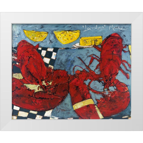 Twin Lobsters II White Modern Wood Framed Art Print by Ferrell, Erin McGee