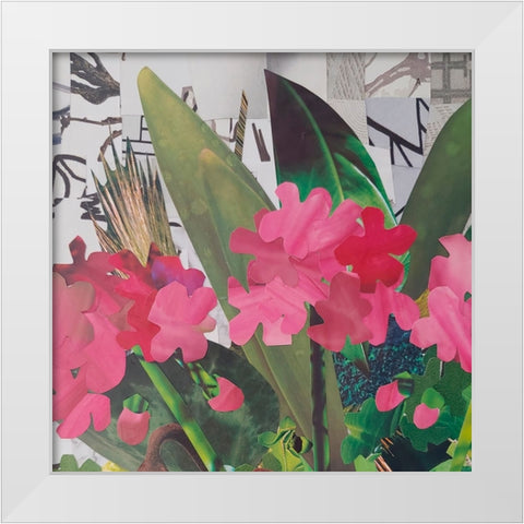 Poolside Geraniums  I White Modern Wood Framed Art Print by Good, Coco