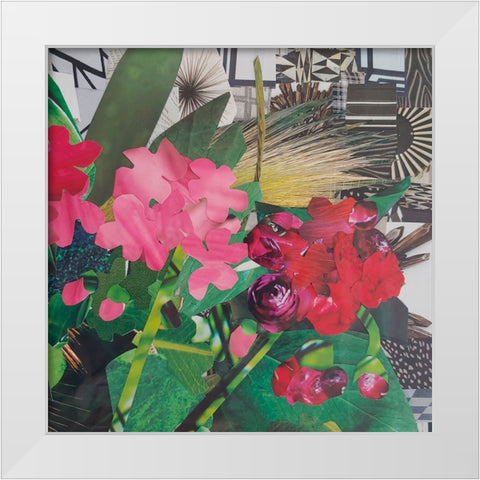 Poolside Geraniums  II White Modern Wood Framed Art Print by Good, Coco