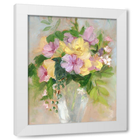 Yellow and Violet Bouquet I White Modern Wood Framed Art Print by Iafrate, Sandra