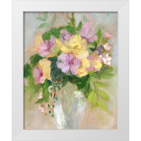 Yellow and Violet Bouquet I White Modern Wood Framed Art Print by Iafrate, Sandra