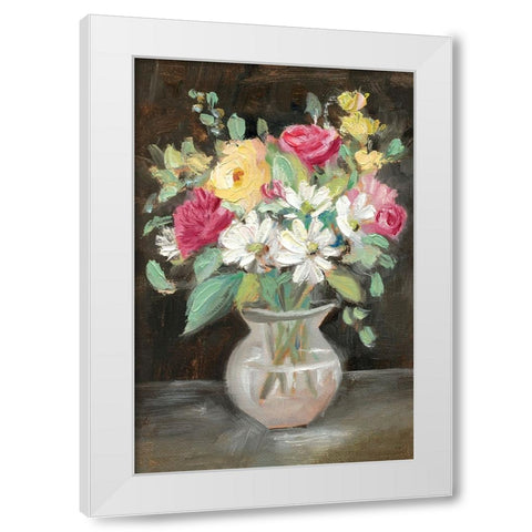 Pink Floral Bouquet White Modern Wood Framed Art Print by Iafrate, Sandra