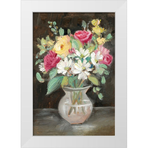 Pink Floral Bouquet White Modern Wood Framed Art Print by Iafrate, Sandra