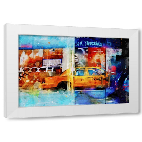 Chelsea Taxi Reflection White Modern Wood Framed Art Print by Pica, Jeff
