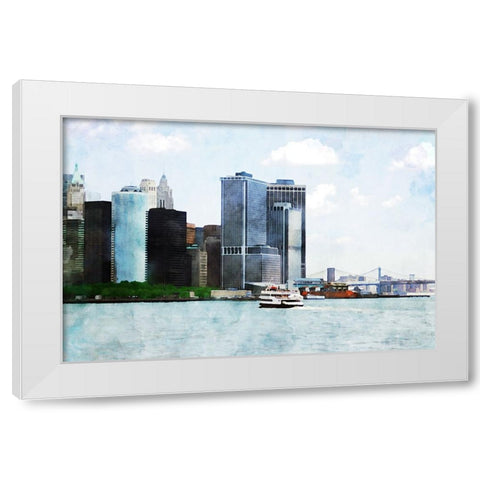 NYC Battery Park White Modern Wood Framed Art Print by Pica, Jeff