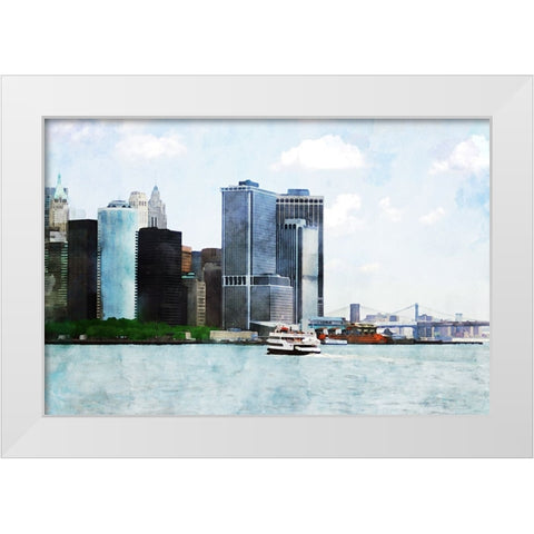 NYC Battery Park White Modern Wood Framed Art Print by Pica, Jeff