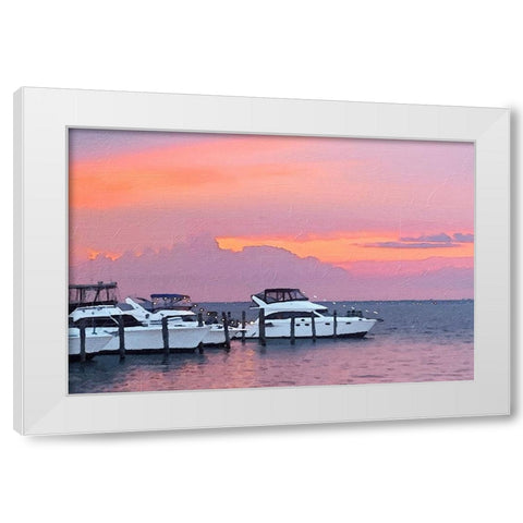 Pines Harbor Pink White Modern Wood Framed Art Print by Pica, Jeff