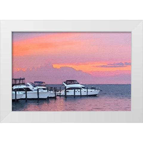 Pines Harbor Pink White Modern Wood Framed Art Print by Pica, Jeff