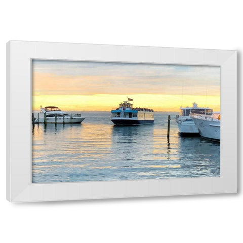 Pines Harbor Yellow White Modern Wood Framed Art Print by Pica, Jeff