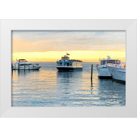 Pines Harbor Yellow White Modern Wood Framed Art Print by Pica, Jeff