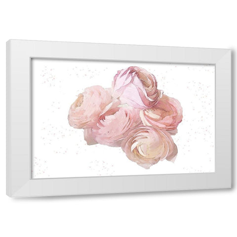 Pink Peonies White Modern Wood Framed Art Print by Pica, Jeff