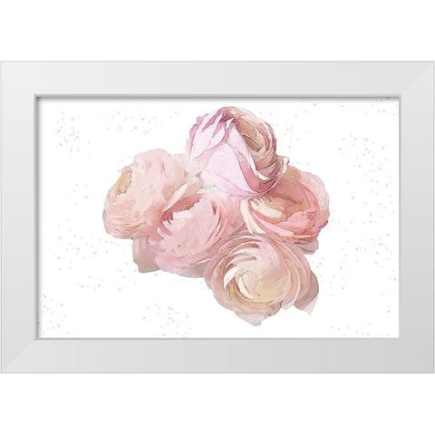 Pink Peonies White Modern Wood Framed Art Print by Pica, Jeff