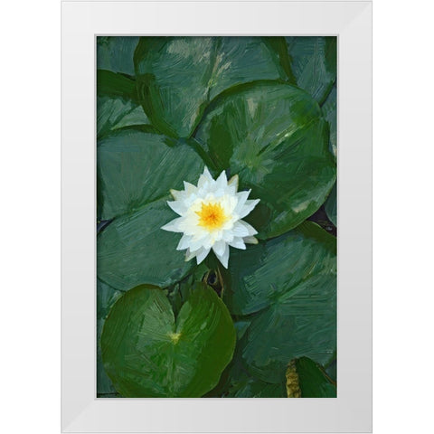 White Lotus White Modern Wood Framed Art Print by Pica, Jeff