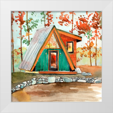Cabin in the Woods I White Modern Wood Framed Art Print by McCreery, Paul