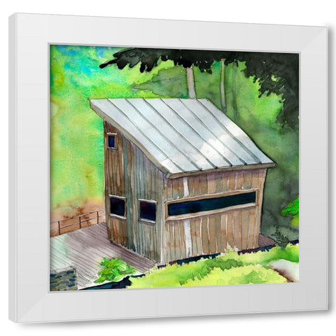 Cabin in the Woods II White Modern Wood Framed Art Print by McCreery, Paul