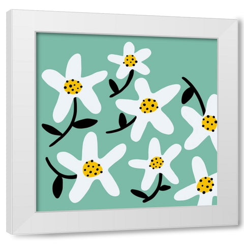 Daisy Rounds I White Modern Wood Framed Art Print by Ewer, Rebekah
