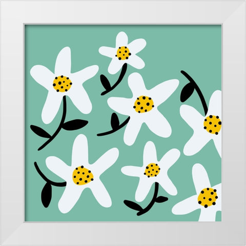Daisy Rounds I White Modern Wood Framed Art Print by Ewer, Rebekah