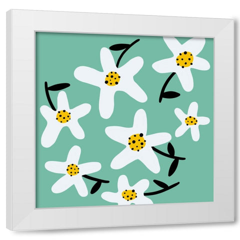 Daisy Rounds II White Modern Wood Framed Art Print by Ewer, Rebekah