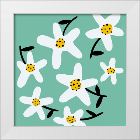 Daisy Rounds II White Modern Wood Framed Art Print by Ewer, Rebekah