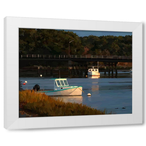 Boats in the Harbor White Modern Wood Framed Art Print by Kalina, Emily