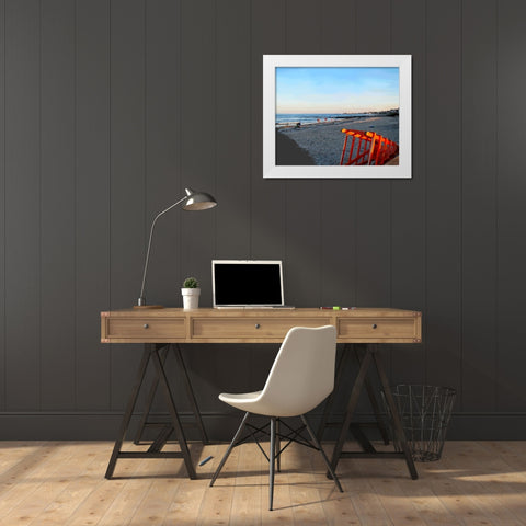 Summer Evening on the Beach White Modern Wood Framed Art Print by Kalina, Emily