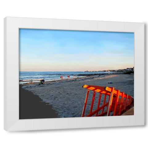 Summer Evening on the Beach White Modern Wood Framed Art Print by Kalina, Emily