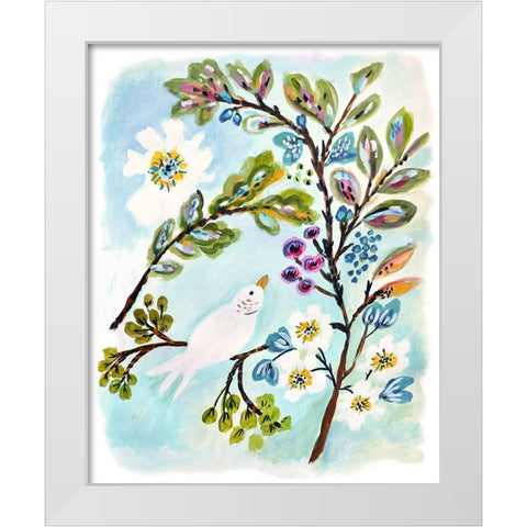 A Sweet Bird I White Modern Wood Framed Art Print by Fields, Karen