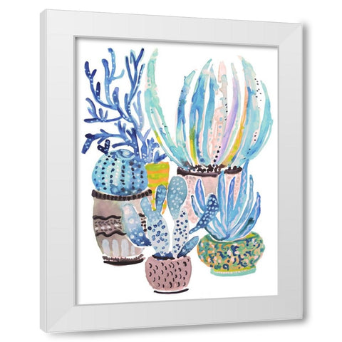 A Cactus Garden II White Modern Wood Framed Art Print by Fields, Karen