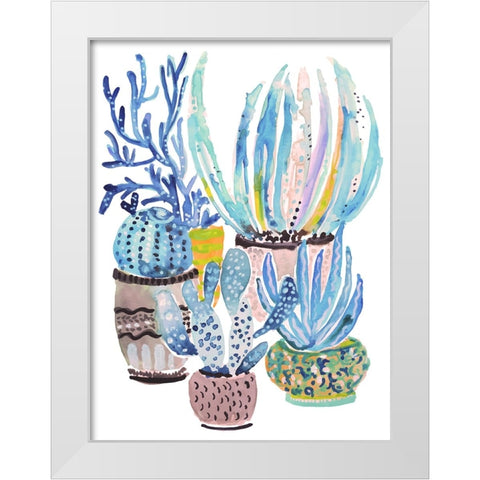 A Cactus Garden II White Modern Wood Framed Art Print by Fields, Karen