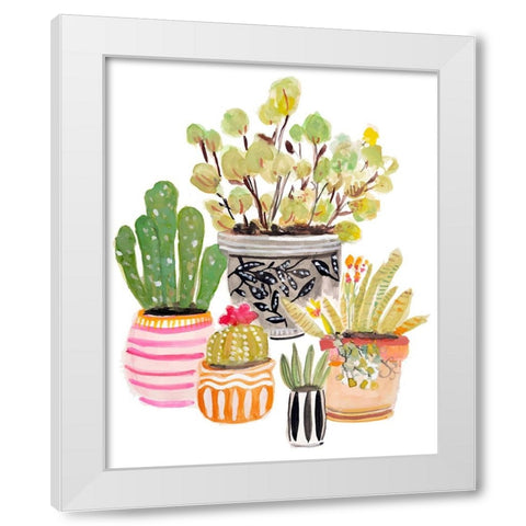 Plant Garden I White Modern Wood Framed Art Print by Fields, Karen
