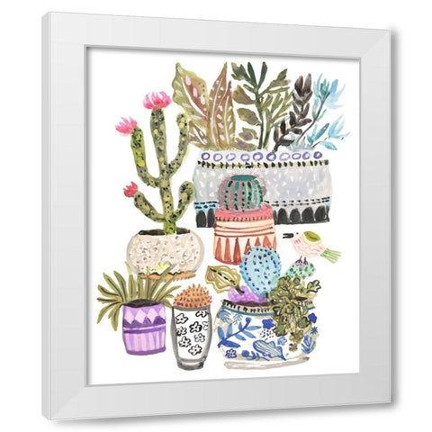 Plant Garden II White Modern Wood Framed Art Print by Fields, Karen