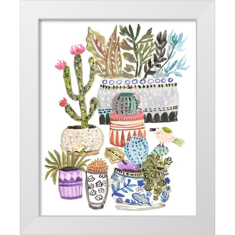 Plant Garden II White Modern Wood Framed Art Print by Fields, Karen