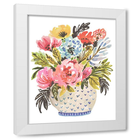 A Sweet Bouquet White Modern Wood Framed Art Print by Fields, Karen