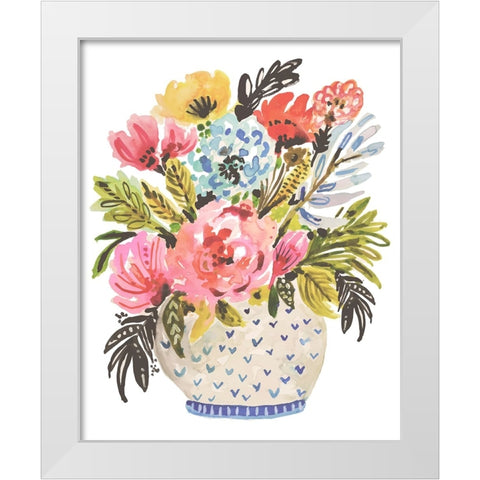 A Sweet Bouquet White Modern Wood Framed Art Print by Fields, Karen