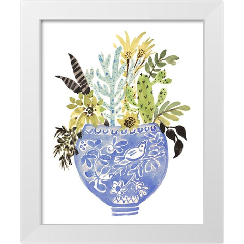 Delft Bird Vase White Modern Wood Framed Art Print by Fields, Karen