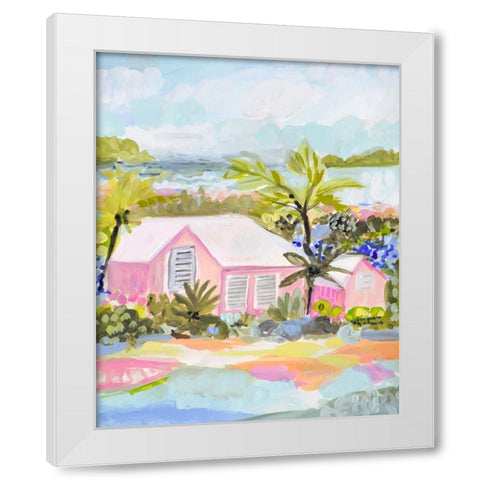 Pink Bungalow Island White Modern Wood Framed Art Print by Fields, Karen
