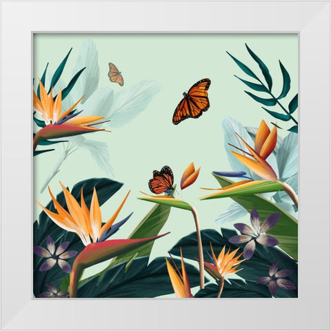 Tropical Flowers I White Modern Wood Framed Art Print by Arctic Frame