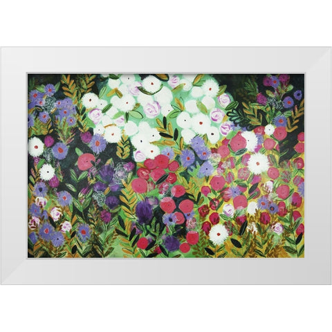 A Midnight Garden II White Modern Wood Framed Art Print by Hampe, Shelley
