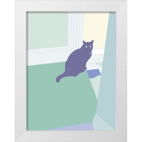 Curious Cat  I White Modern Wood Framed Art Print by Weiss, Richard
