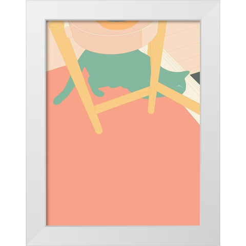 Curious Cat  II White Modern Wood Framed Art Print by Weiss, Richard