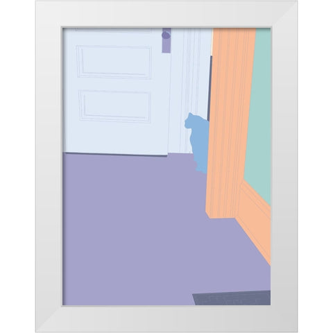 Curious Cat  III White Modern Wood Framed Art Print by Weiss, Richard