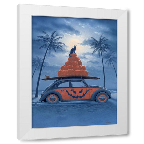 Surfing Pumpkins White Modern Wood Framed Art Print by Courtney, Richard