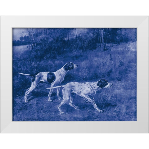 Antique Blue Dogs III White Modern Wood Framed Art Print by Vision Studio
