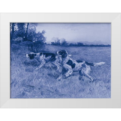 Antique Blue Dogs IV White Modern Wood Framed Art Print by Vision Studio