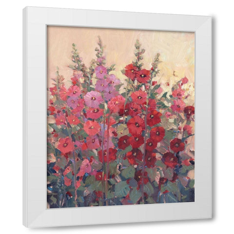 Hollyhocks in a Row I White Modern Wood Framed Art Print by OToole, Tim