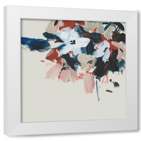 Indigo and Crimson Blooms V White Modern Wood Framed Art Print by Wang, Melissa