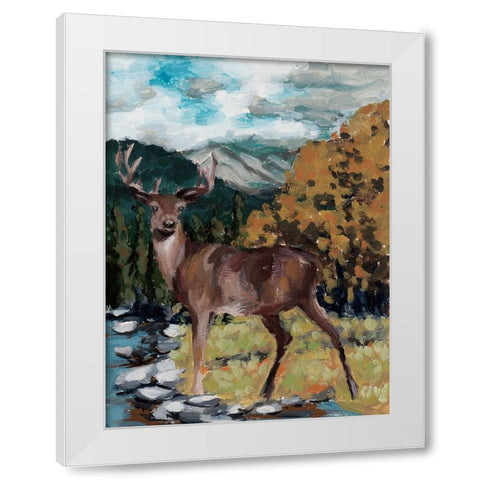 Stag in the Wild I White Modern Wood Framed Art Print by Wang, Melissa