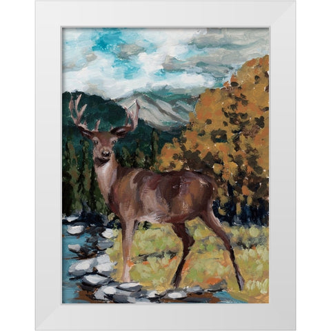 Stag in the Wild I White Modern Wood Framed Art Print by Wang, Melissa