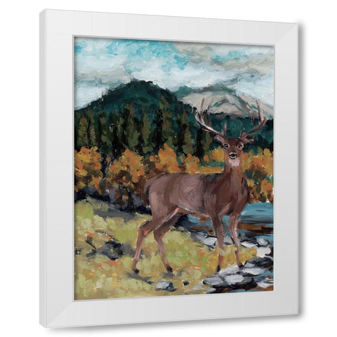 Stag in the Wild II White Modern Wood Framed Art Print by Wang, Melissa