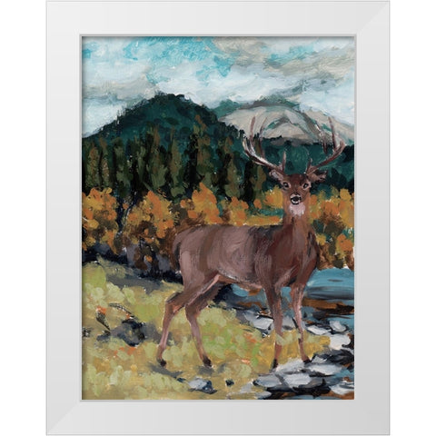 Stag in the Wild II White Modern Wood Framed Art Print by Wang, Melissa